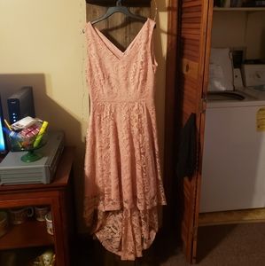 Blush/light pink high-low lace dress